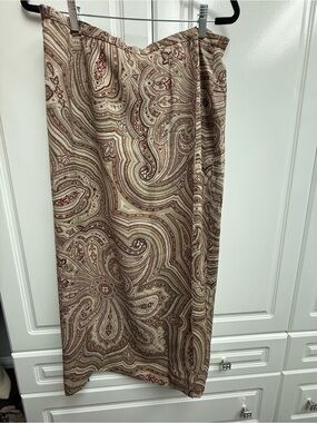 SILK Talbots Paisley Midi Skirt in Brown and Cream Size 16